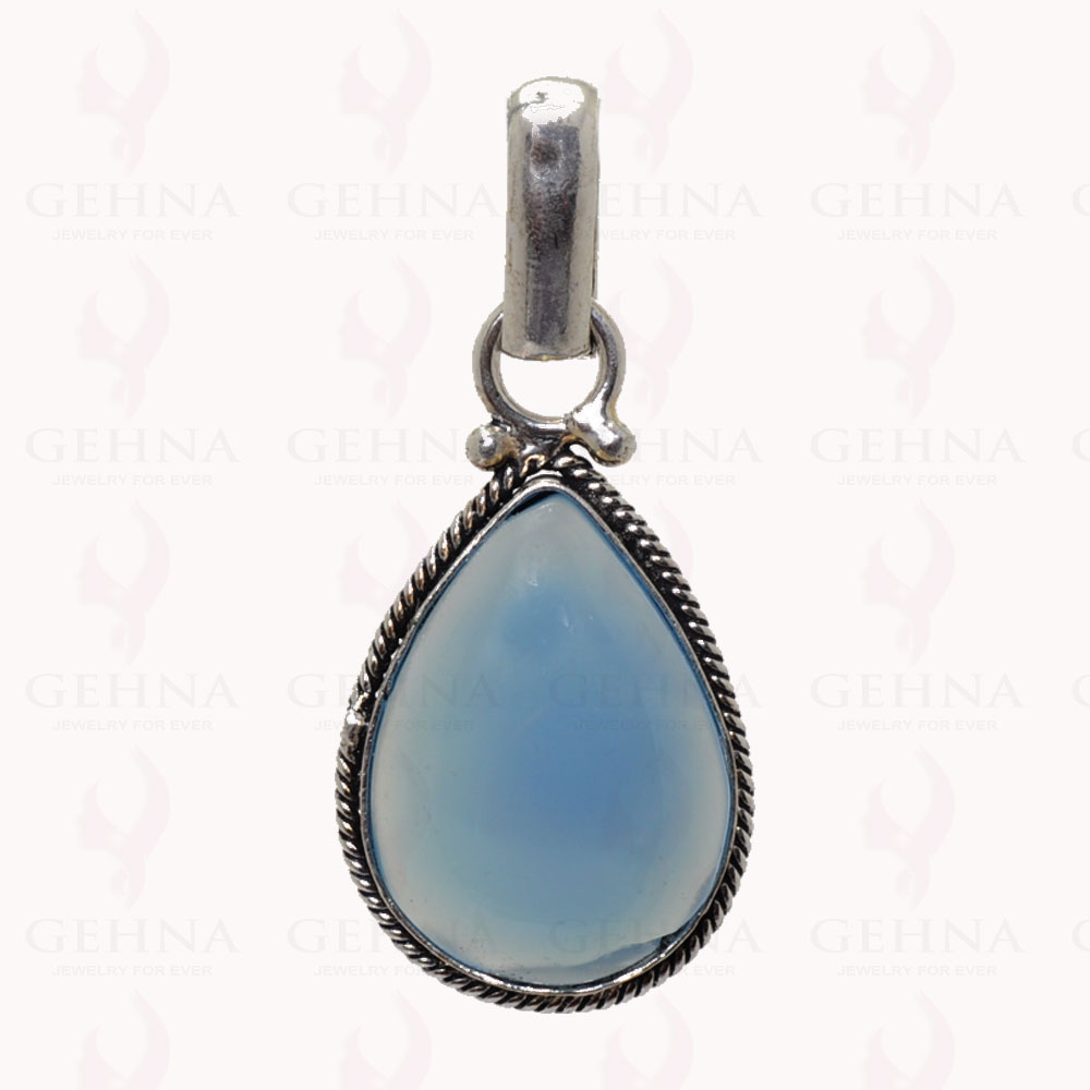 Blue Chalcedony Gemstone Pendant In .925 Sterling Silver Overlay Metal GP2848