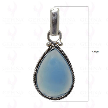 Blue Chalcedony Gemstone Pendant In .925 Sterling Silver Overlay Metal GP2848