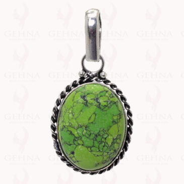 Green Turquoise Gemstone Pendant In .925 Sterling Silver Overlay Metal GP2850