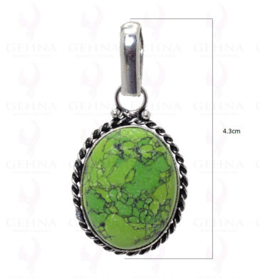 Green Turquoise Gemstone Pendant In .925 Sterling Silver Overlay Metal GP2850