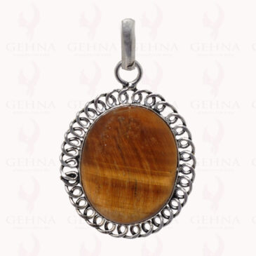 Tiger Eye Gemstone Pendant In .925 Sterling Silver Overlay Metal GP2851