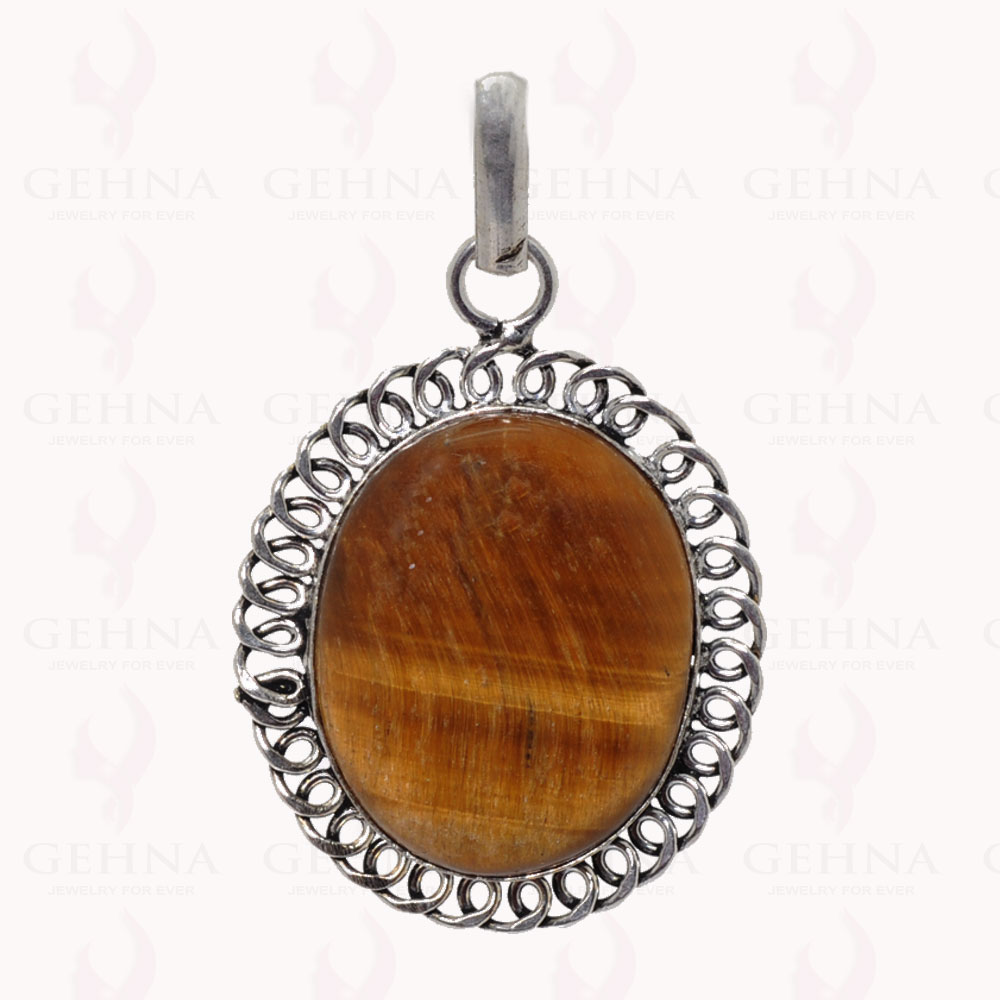 Tiger Eye Gemstone Pendant In .925 Sterling Silver Overlay Metal GP2851