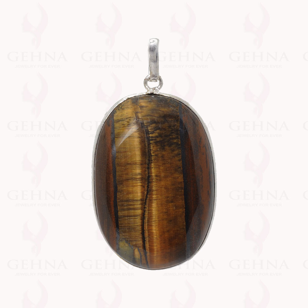 Tiger Eye Gemstone Pendant In .925 Sterling Silver Overlay Metal GP2852