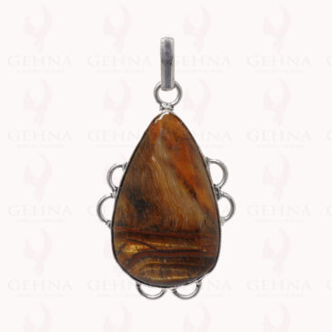 Tiger Eye Gemstone Pendant In .925 Sterling Silver Overlay Metal GP2857