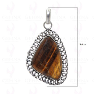 Tiger Eye Gemstone Pendant In .925 Sterling Silver Overlay Metal GP2863