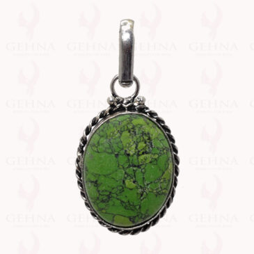 Green Turquoise Gemstone Pendant In .925 Sterling Silver Overlay Metal GP2867