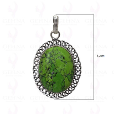Green Turquoise Gemstone Pendant In .925 Sterling Silver Overlay Metal GP2880