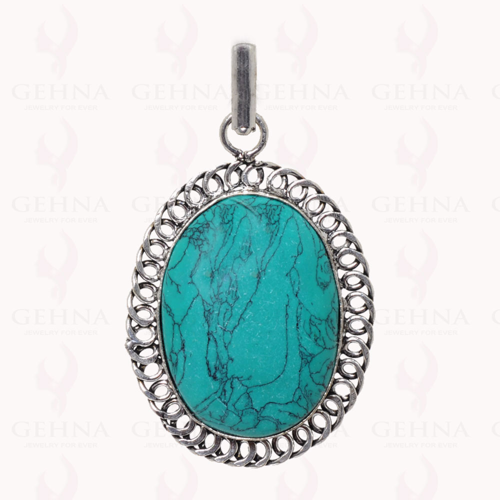 Turquois Gemstone Pendant In .925 Sterling Silver Overlay Metal GP2887