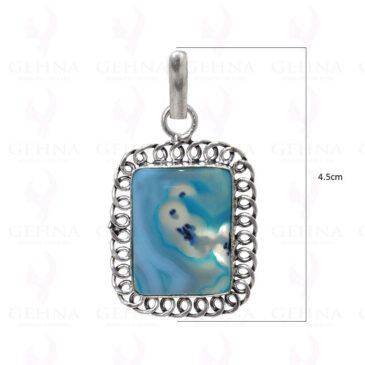 Blue Agate Gemstone Pendant In .925 Sterling Silver Overlay Metal GP2907