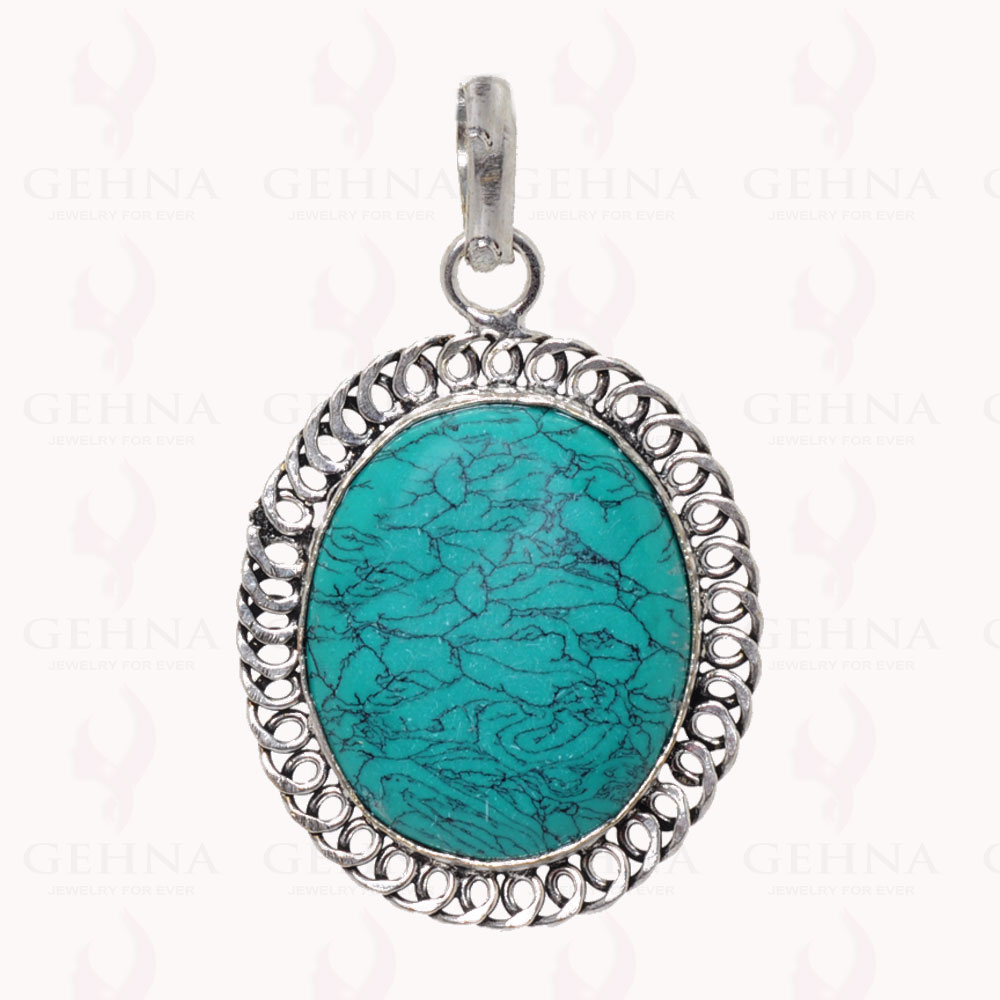 Turquois Gemstone Pendant In .925 Sterling Silver Overlay Metal GP2917