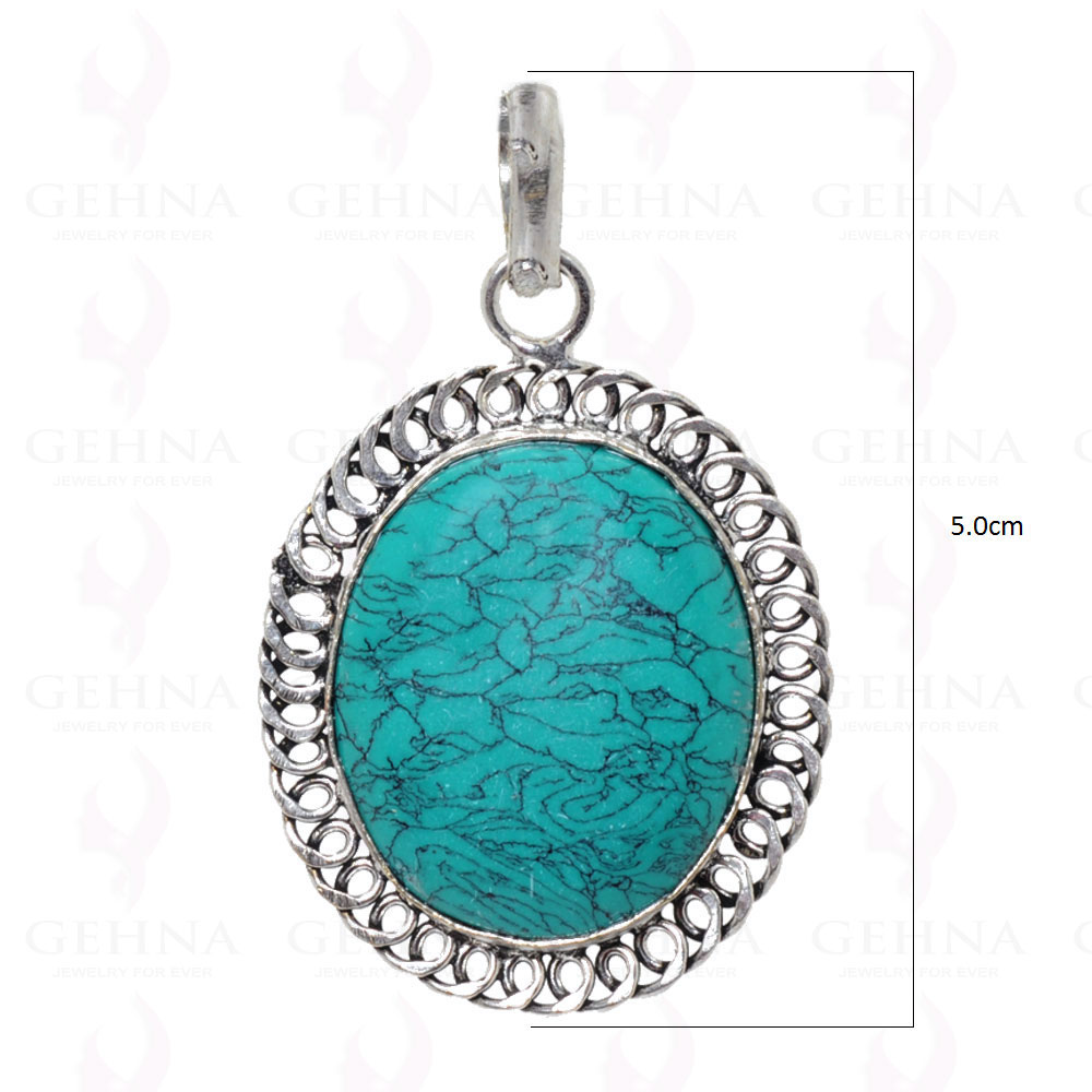 Turquois Gemstone Pendant In .925 Sterling Silver Overlay Metal GP2917