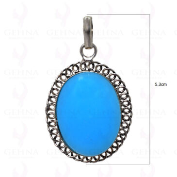 Blue Chalcedony Gemstone Pendant In .925 Sterling Silver Overlay Metal GP2924