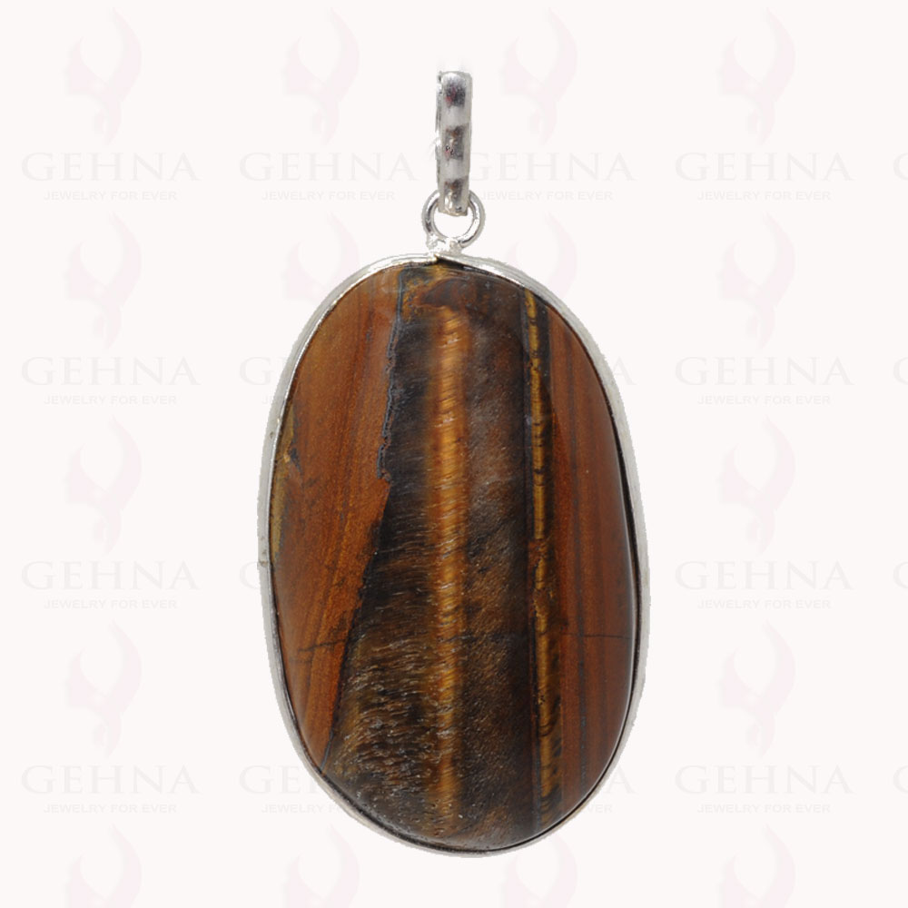 Tiger Eye Gemstone Pendant In .925 Sterling Silver Overlay Metal GP2928