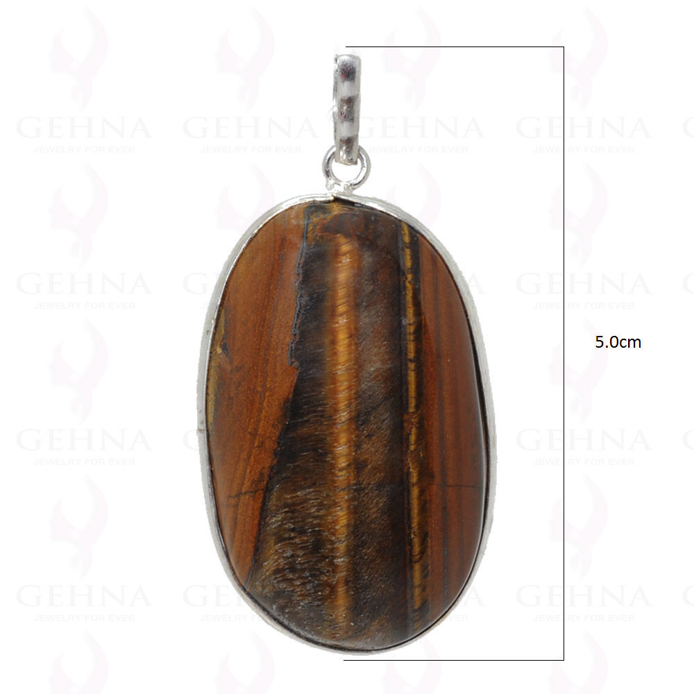 Tiger Eye Gemstone Pendant In .925 Sterling Silver Overlay Metal GP2928