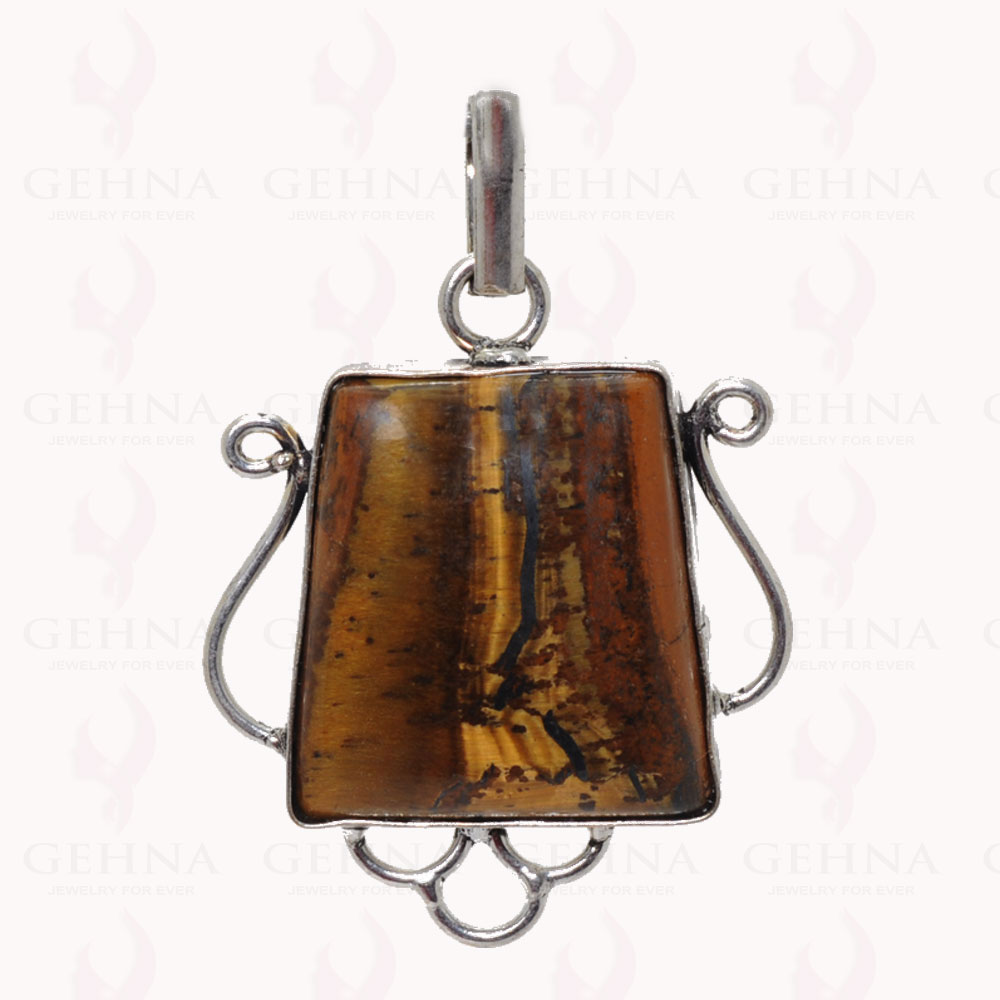 Tiger Eye Gemstone Pendant In .925 Sterling Silver Overlay Metal GP2942
