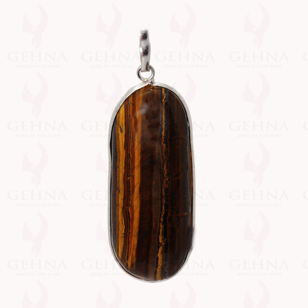 Tiger Eye Gemstone Pendant In .925 Sterling Silver Overlay Metal GP2944