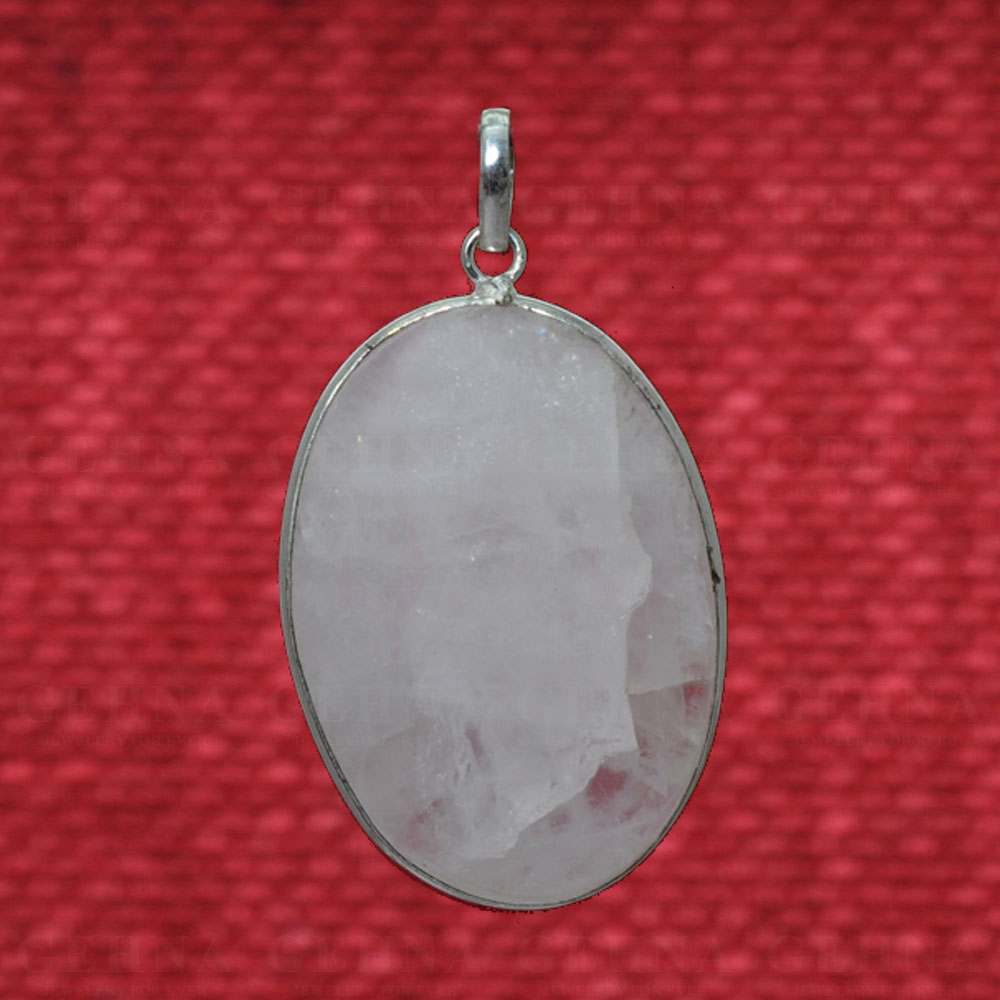 Rainbow Moonstone Pendant In .925 Sterling Silver Overlay Metal GP2945