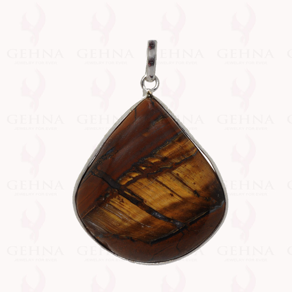 Tiger Eye Gemstone Pendant In .925 Sterling Silver Overlay Metal GP2947