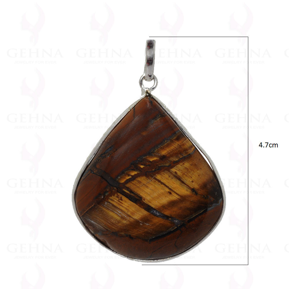 Tiger Eye Gemstone Pendant In .925 Sterling Silver Overlay Metal GP2947