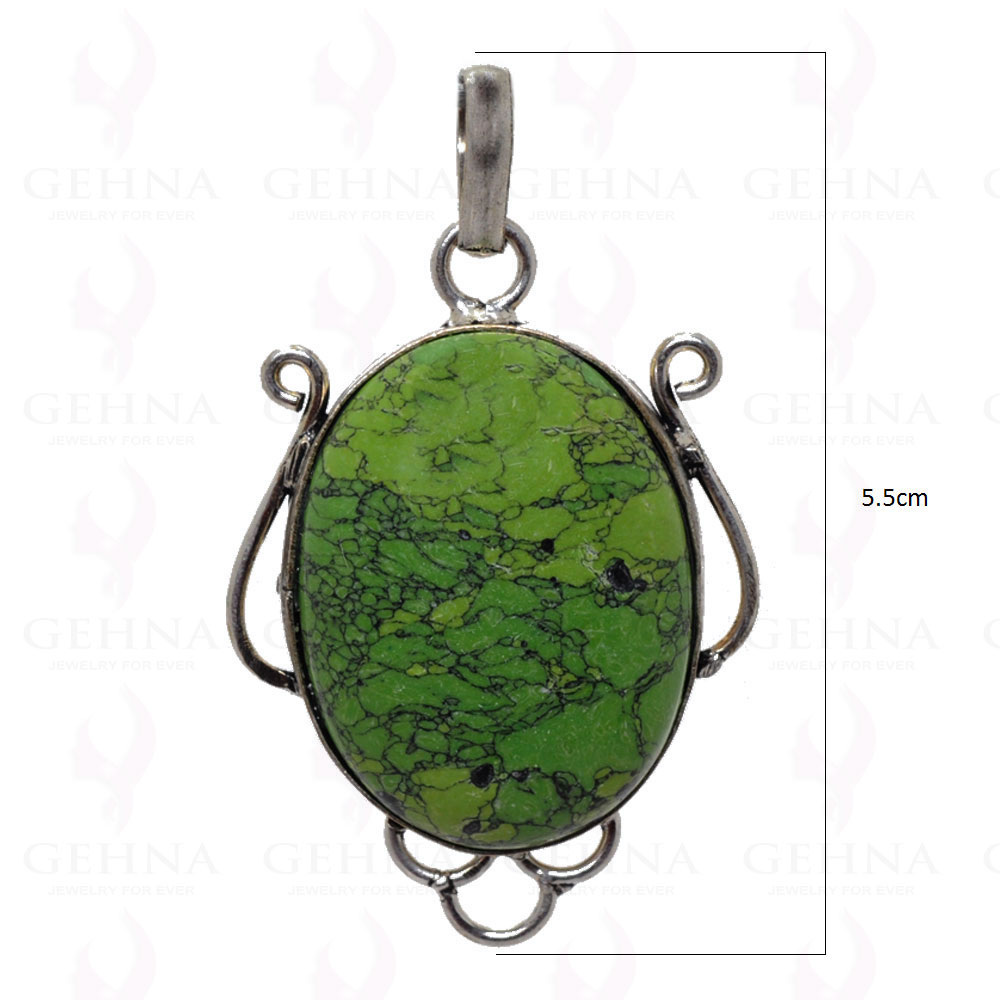 Green Turquoise Gemstone Pendant In .925 Sterling Silver Overlay Metal GP2951