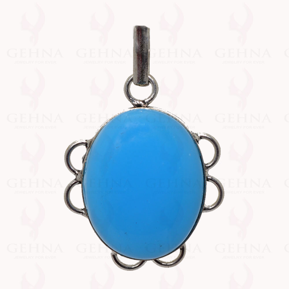 Blue Chalcedony Gemstone Pendant In .925 Sterling Silver Overlay Metal GP2952