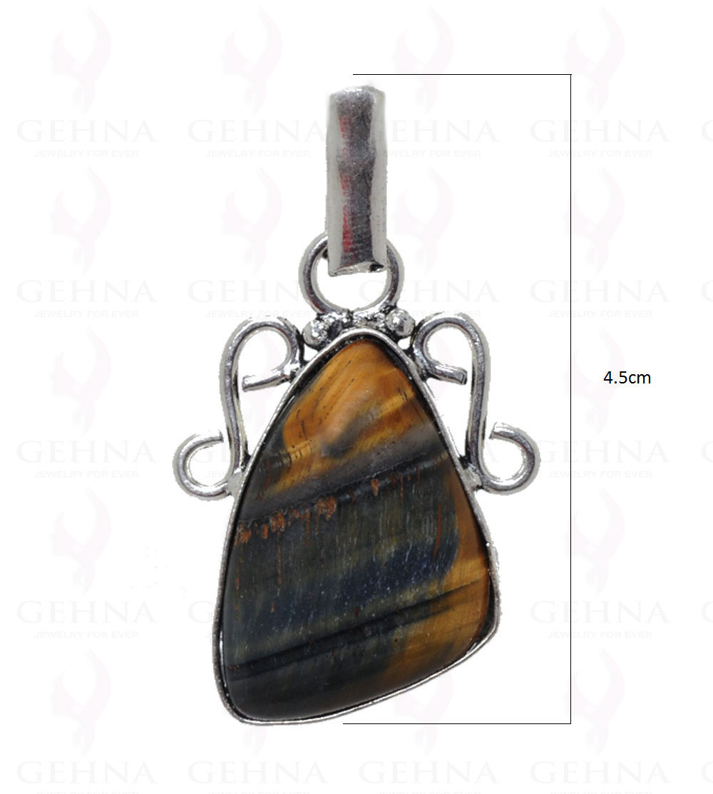 Tiger Eye Gemstone Pendant In .925 Sterling Silver Overlay Metal GP2982