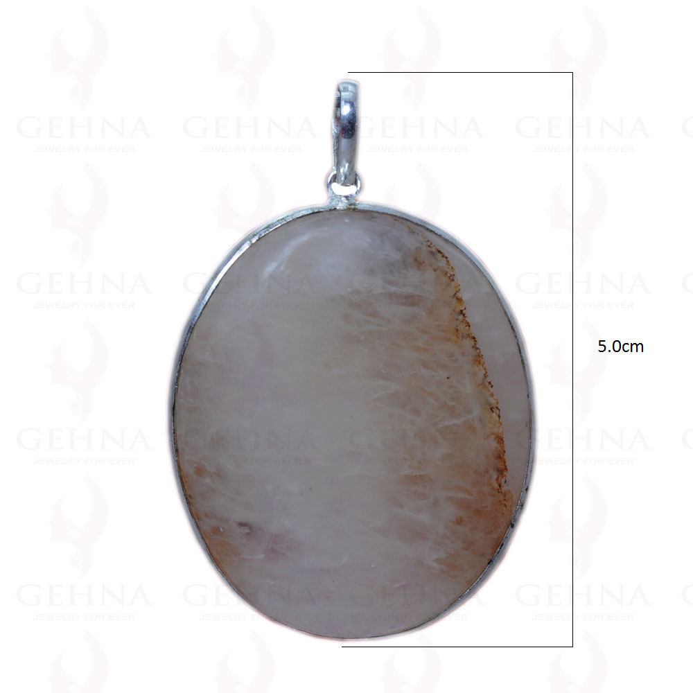 Rainbow Moonstone Pendant In .925 Sterling Silver Overlay Metal GP2983