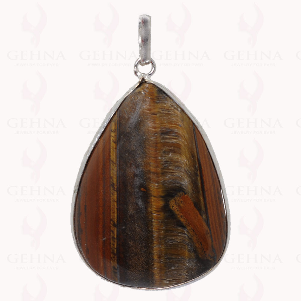 Tiger Eye Gemstone Pendant In .925 Sterling Silver Overlay Metal GP2989