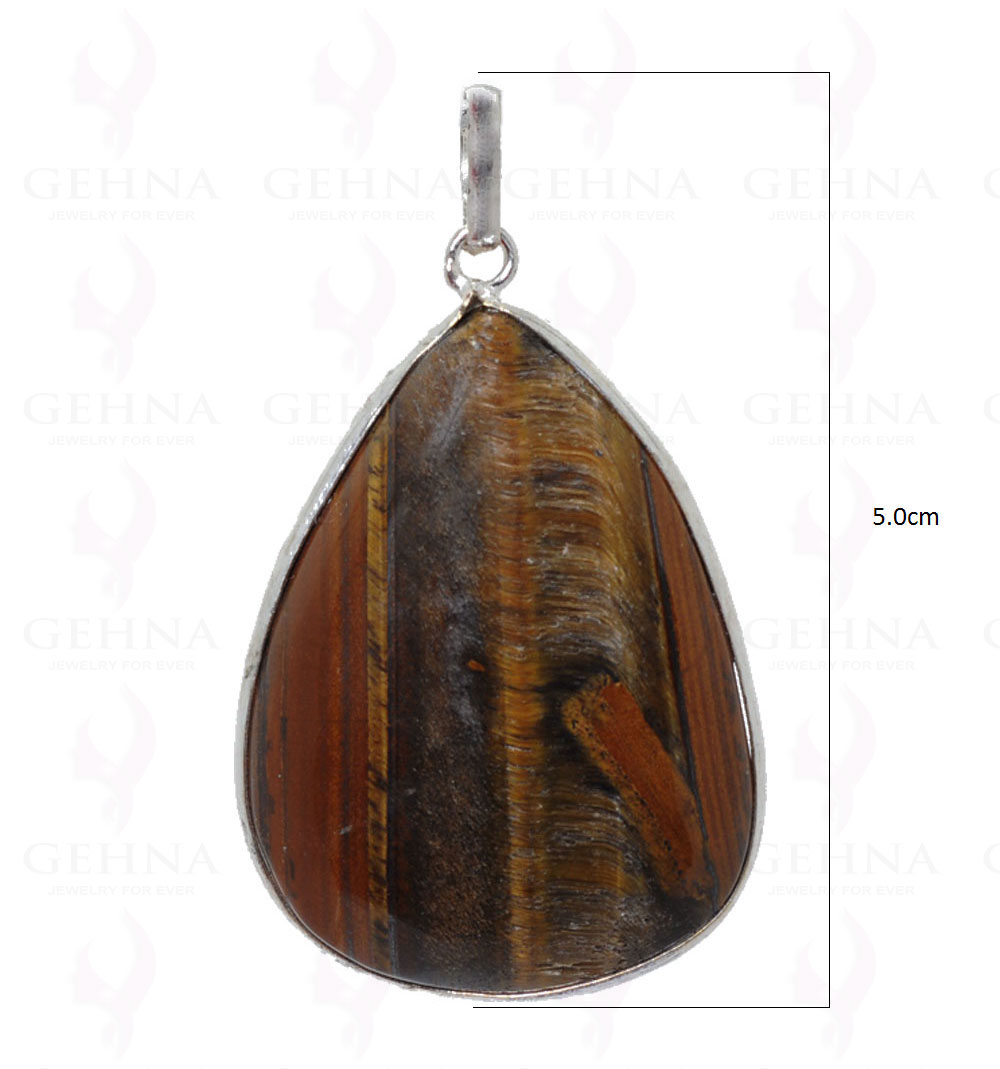 Tiger Eye Gemstone Pendant In .925 Sterling Silver Overlay Metal GP2989