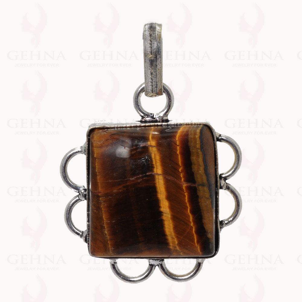 Tiger Eye Gemstone Pendant In .925 Sterling Silver Overlay Metal GP3002