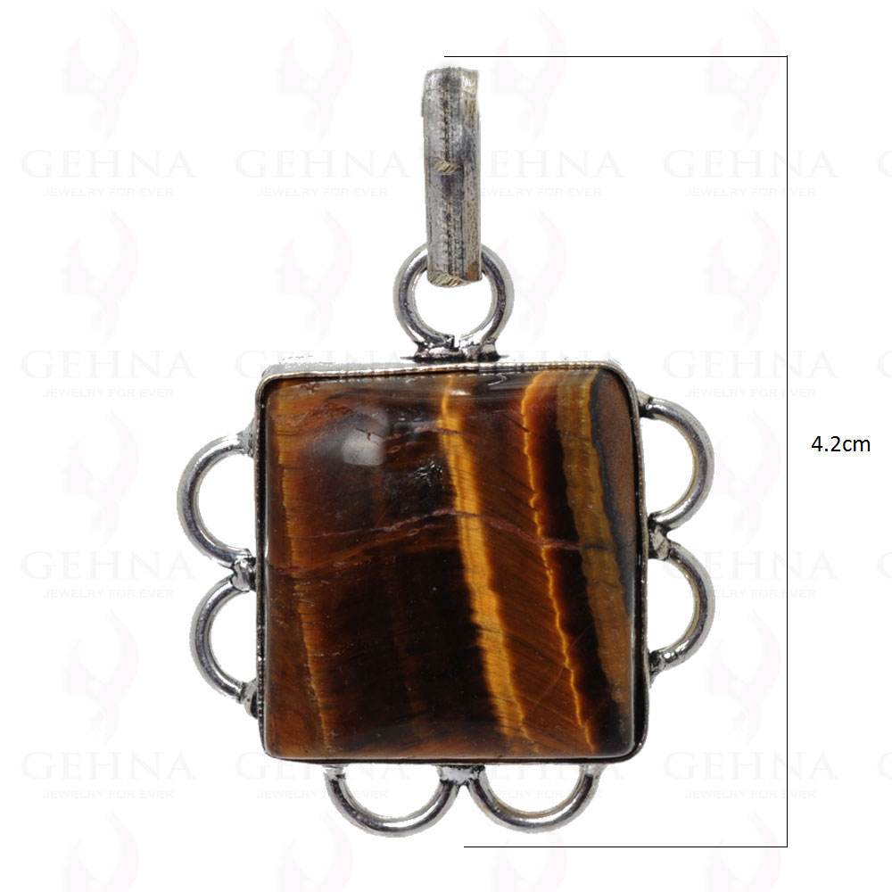 Tiger Eye Gemstone Pendant In .925 Sterling Silver Overlay Metal GP3002
