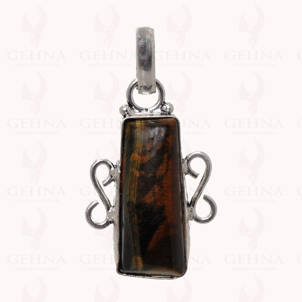 Tiger Eye Gemstone Pendant In .925 Sterling Silver Overlay Metal GP3030
