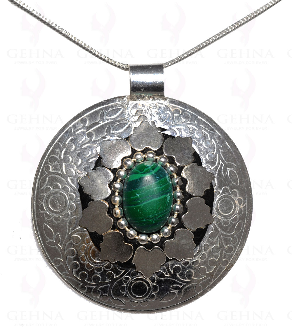 Malachite Gemstone Pendant In .925 Sterling Silver Overlay Metal GP3033