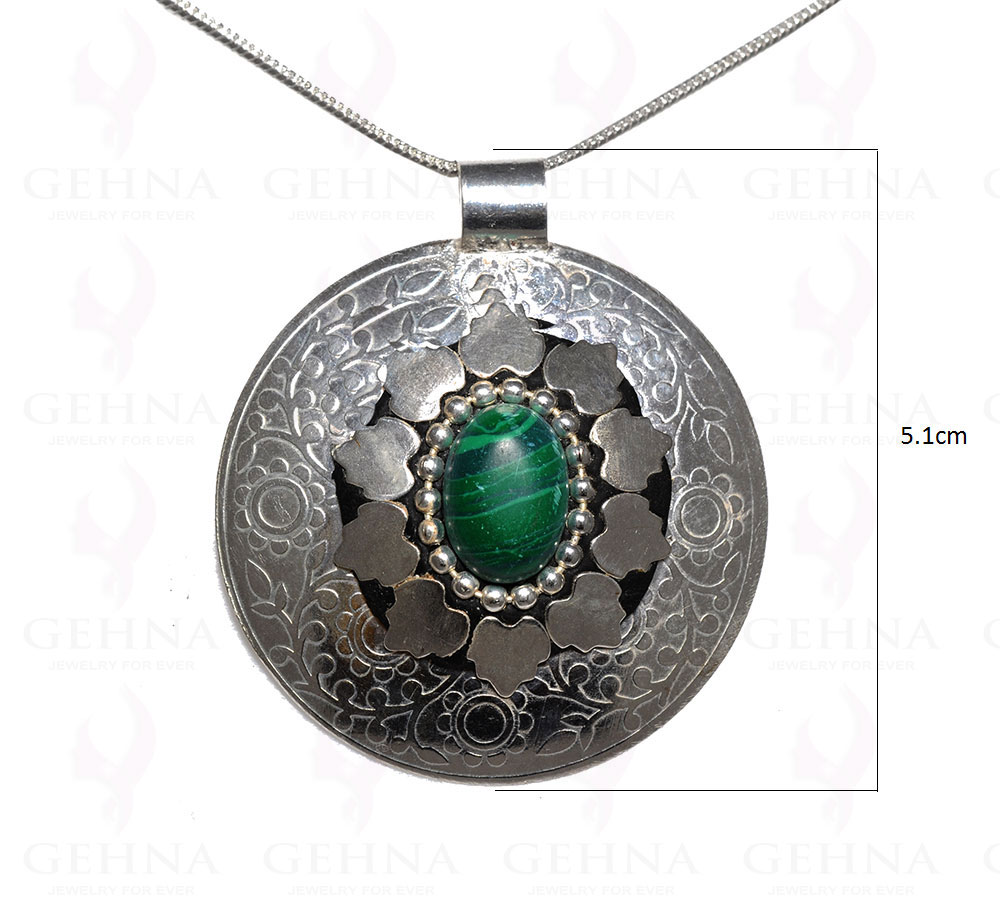 Malachite Gemstone Pendant In .925 Sterling Silver Overlay Metal GP3033