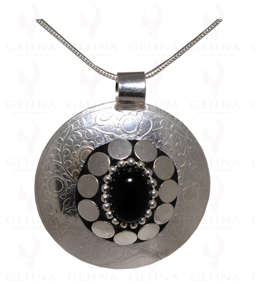 Black Spinel Gemstone Pendant In .925 Sterling Silver Overlay Metal GP3035