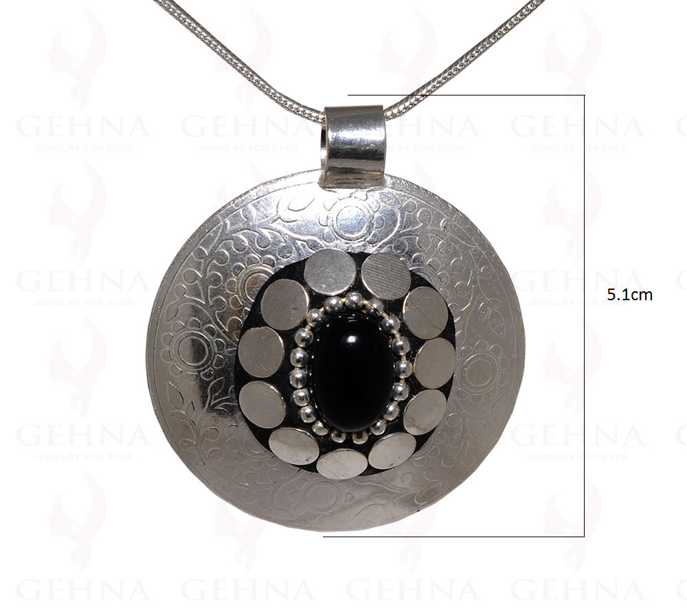 Black Spinel Gemstone Pendant In .925 Sterling Silver Overlay Metal GP3035