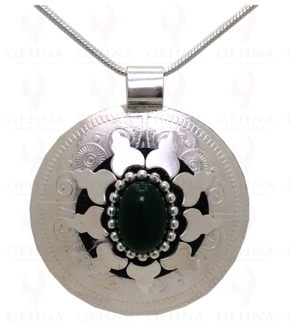 Green Onyx Gemstone Pendant In .925 Sterling Silver Overlay Metal GP3037