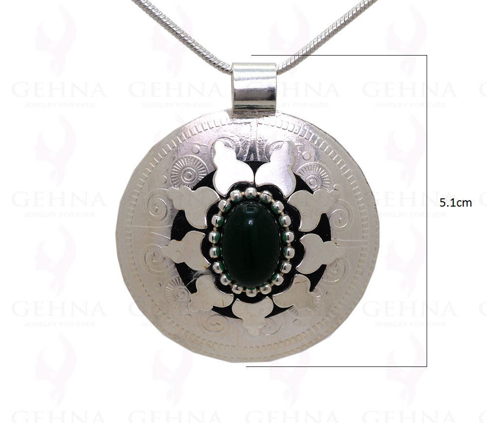 Green Onyx Gemstone Pendant In .925 Sterling Silver Overlay Metal GP3037