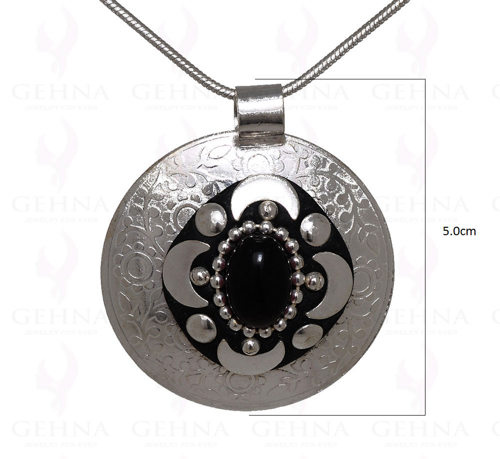 Black Spinel Gemstone Pendant In .925 Silver Overlay GP3041