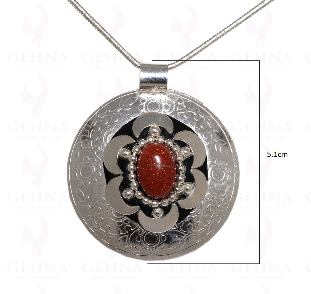 Gold Sand Gemstone Pendant In .925 Sterling Silver Overlay Metal GP3043