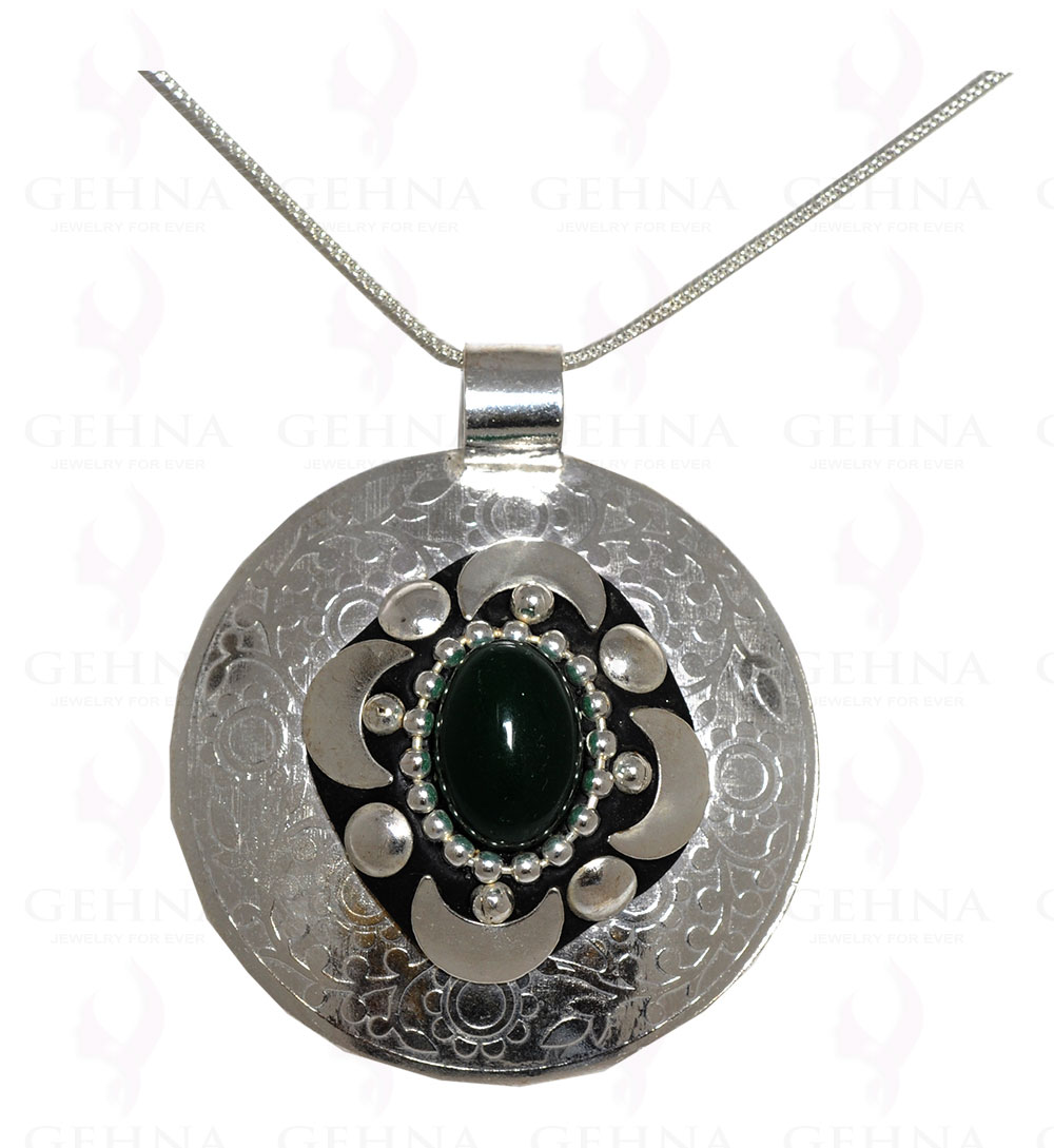 Green Onyx Gemstone Pendant In .925 Sterling Silver Overlay Metal GP3045