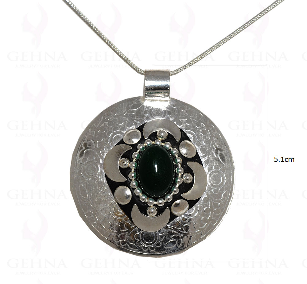 Green Onyx Gemstone Pendant In .925 Sterling Silver Overlay Metal GP3045
