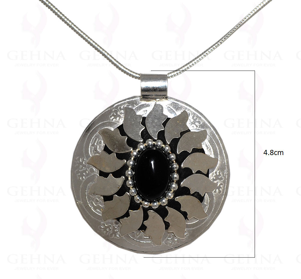 Black Onyx Gemstone Pendant In .925 Sterling Silver Overlay Metal GP3048