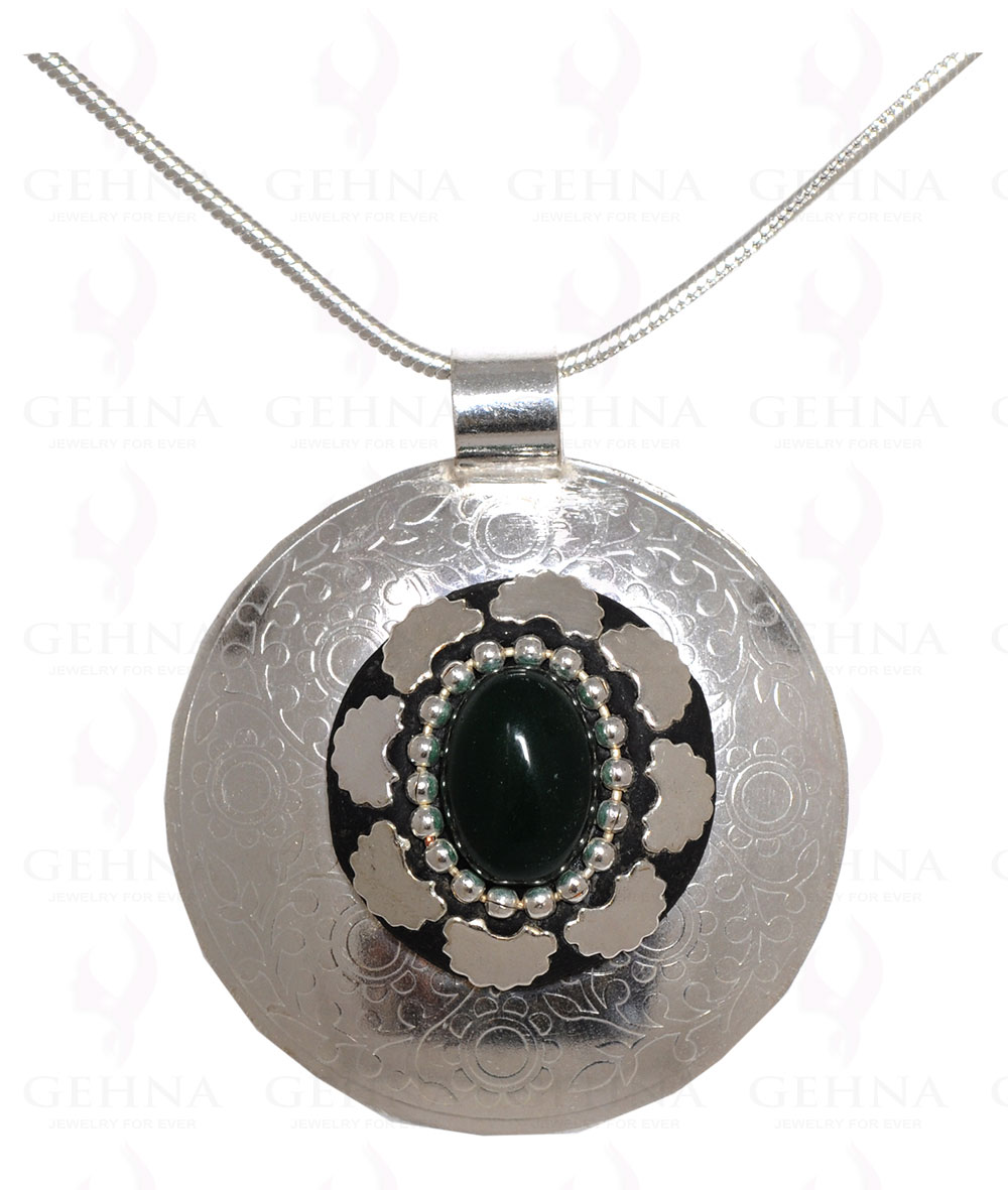 Green Onyx Gemstone Pendant In .925 Sterling Silver Overlay Metal GP3052