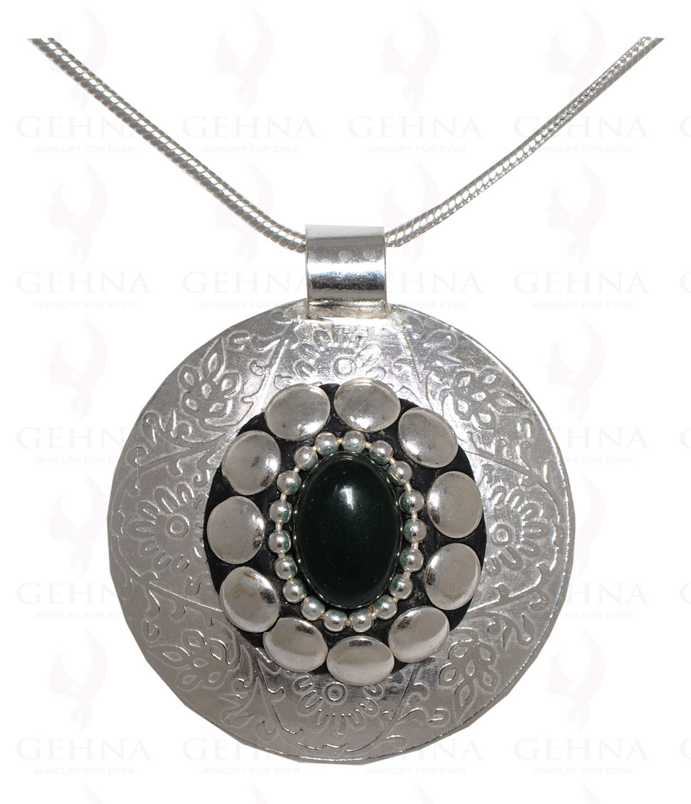 Green Onyx Gemstone Pendant In .925 Sterling Silver Overlay Metal GP3054