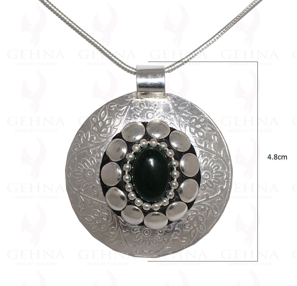 Green Onyx Gemstone Pendant In .925 Sterling Silver Overlay Metal GP3054