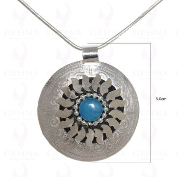 Blue Chalcedony Gemstone Pendant In .925 Sterling Silver Overlay Metal GP3055