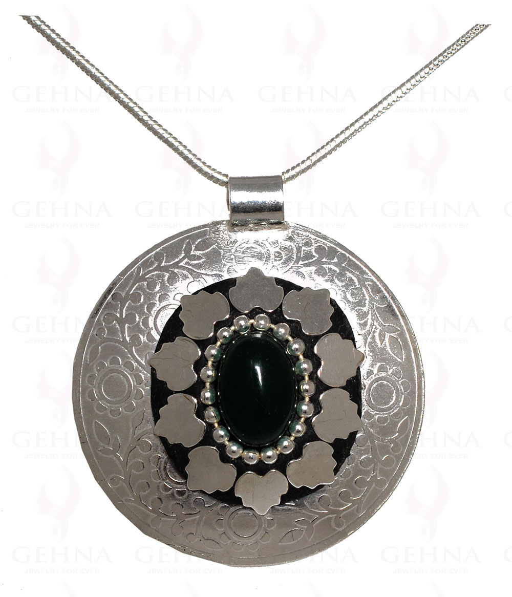 Green Onyx Gemstone Pendant In .925 Sterling Silver Overlay Metal GP3059