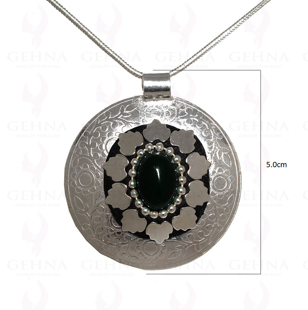 Green Onyx Gemstone Pendant In .925 Sterling Silver Overlay Metal GP3059