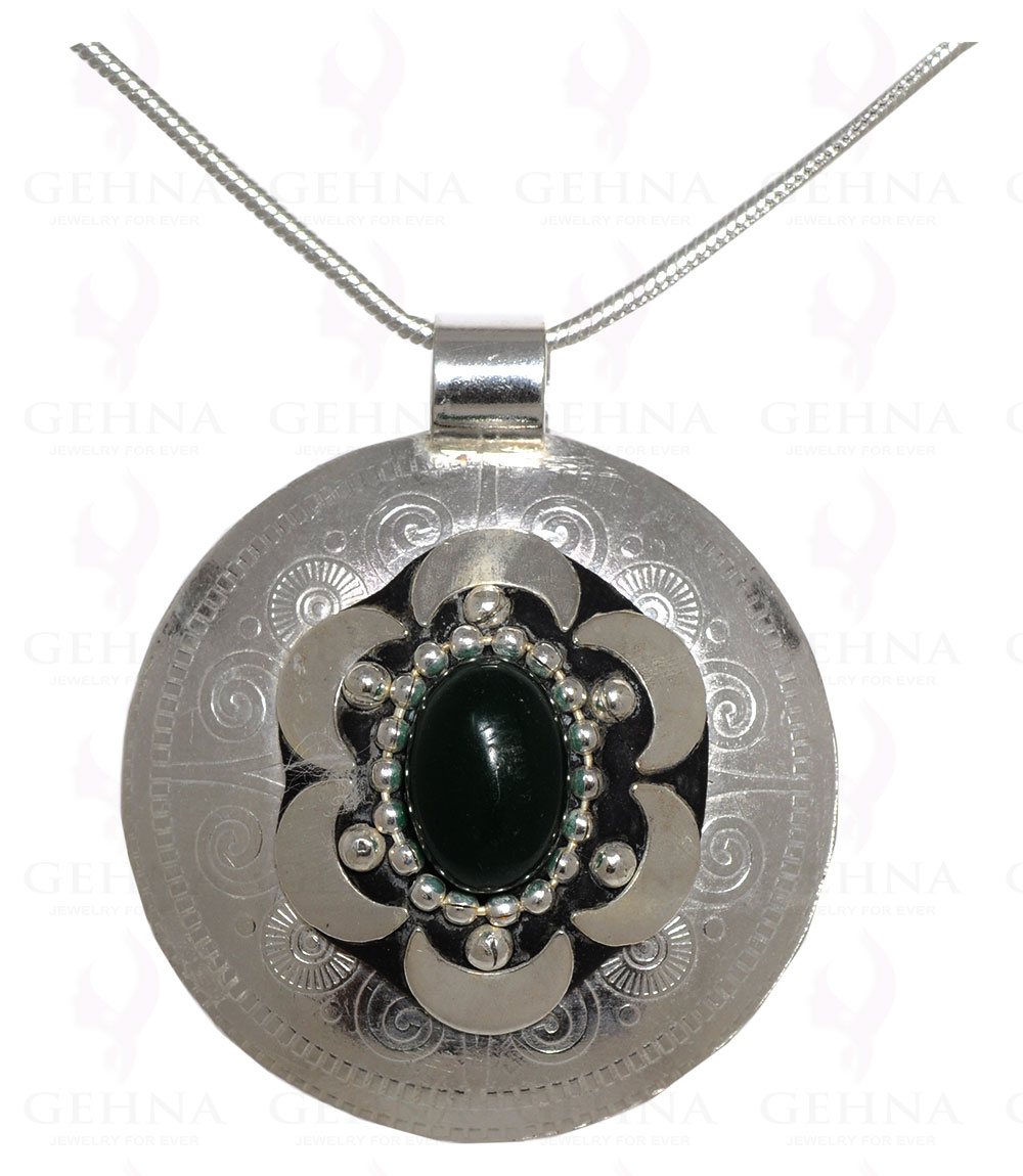 Green Onyx Gemstone Pendant In .925 Sterling Silver Overlay Metal GP3071